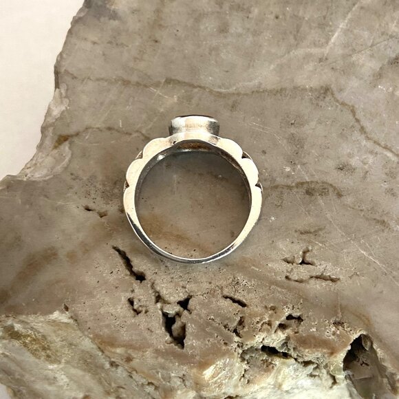 Sterling Silver 925 East West Oval Citrine Basketweave Chain Link Band Ring Sz 8 - Picture 7 of 16